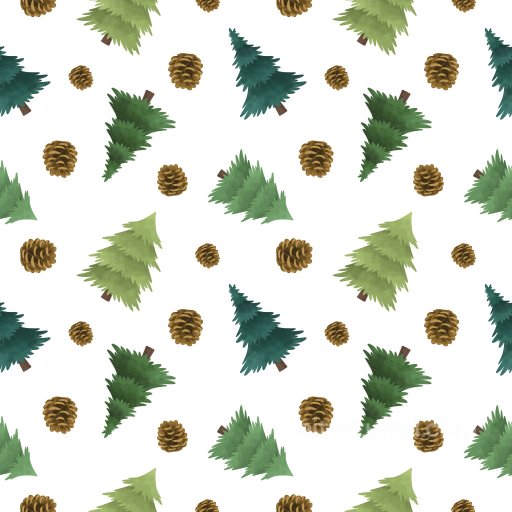 Pattern PBR Texture with Watercolor Christmas Trees and Pinecones seamless Pattern Bundle PBR texture