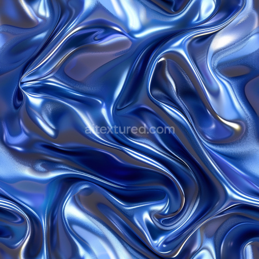 Seamless 3D PBR Texture of Glossy Blue Satin Fabric with Smooth Wrinkles