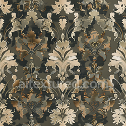 seamless Seamless 3D stylized ornamental camouflage PBR texture with elegant baroque pattern and subdued earth tones texture 8k free download PBR