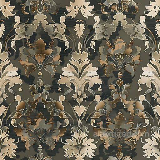 stylized ornamental camouflage PBR texture with elegant baroque pattern and subdued earth… seamless Color Camouflage PBR texture