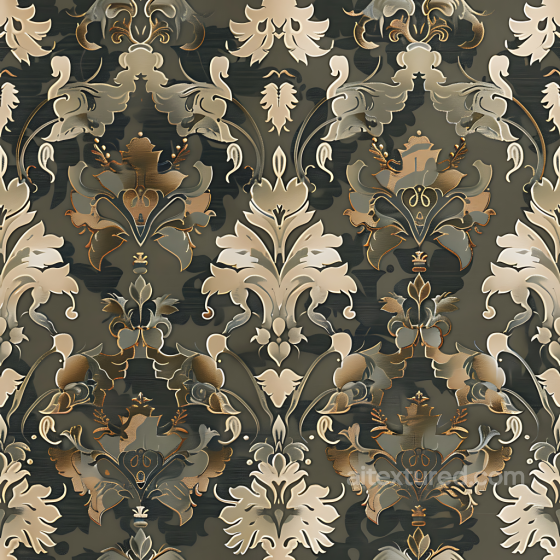 stylized ornamental camouflage PBR texture with elegant baroque pattern and subdued earth… Color Camouflage texture preview