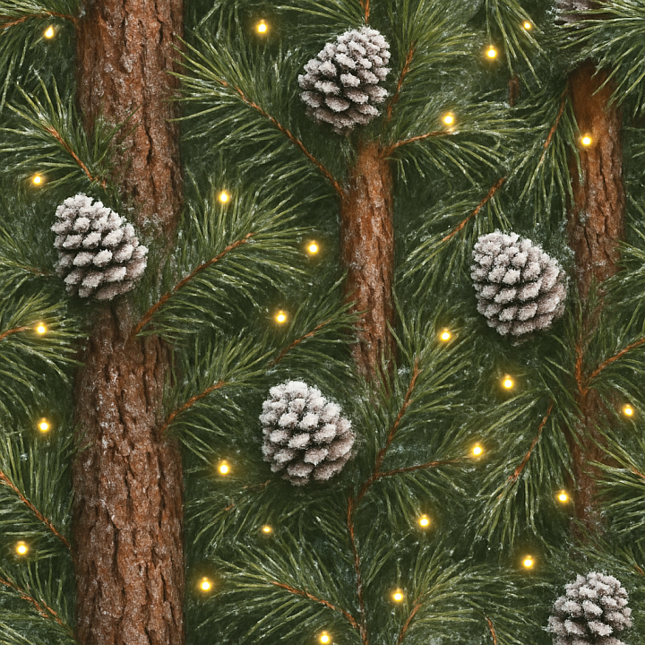 of Green Pine Needle Surface for Christmas Wood seamless PBR texture preview
