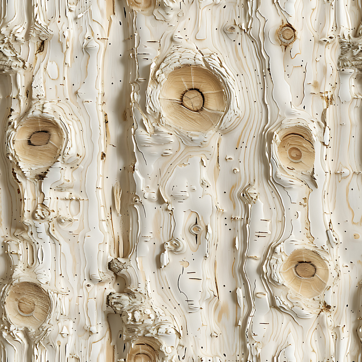 Bleached Pine Wood Featuring Prominent Knots and Smooth Grain seamless PBR texture preview