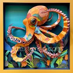 seamless Seamless 3D PBR Texture with Origami-Inspired Multicolor Octopus Pattern texture 8k free download PBR