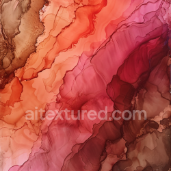 seamless Seamless 3D Alcohol Ink PBR Texture Featuring Warm Red Coral and Earthy Brown Fluid Waves texture 8k free download PBR