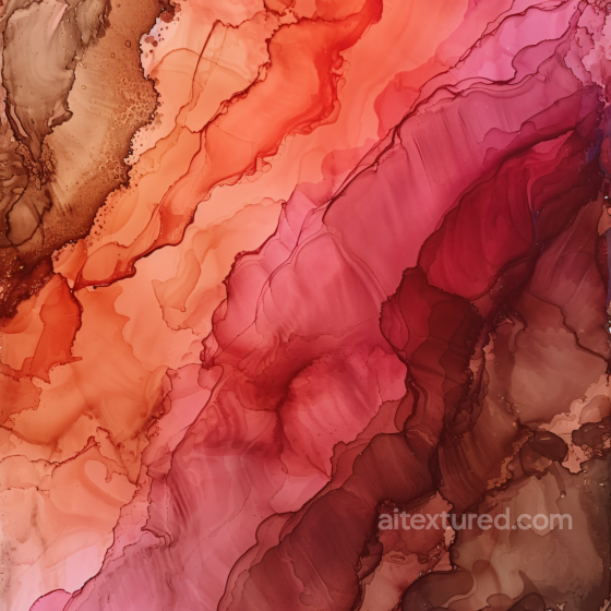 Alcohol Ink PBR Texture Featuring Warm Red Coral and Earthy Brown Fluid Waves Alcohol ink texture preview