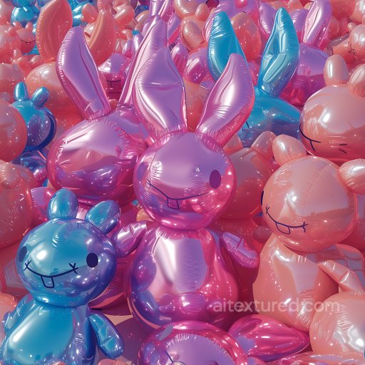 Inflated Vinyl Bunny Balloon PBR Texture in Pink and Blue seamless Inflated PBR texture
