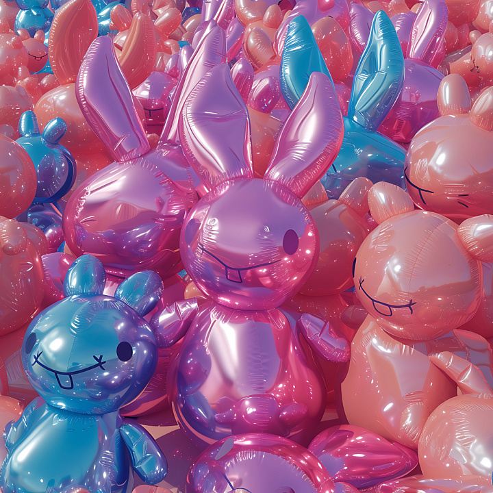 Inflated Balloon Vinyl in Blue and Pink seamless PBR texture preview