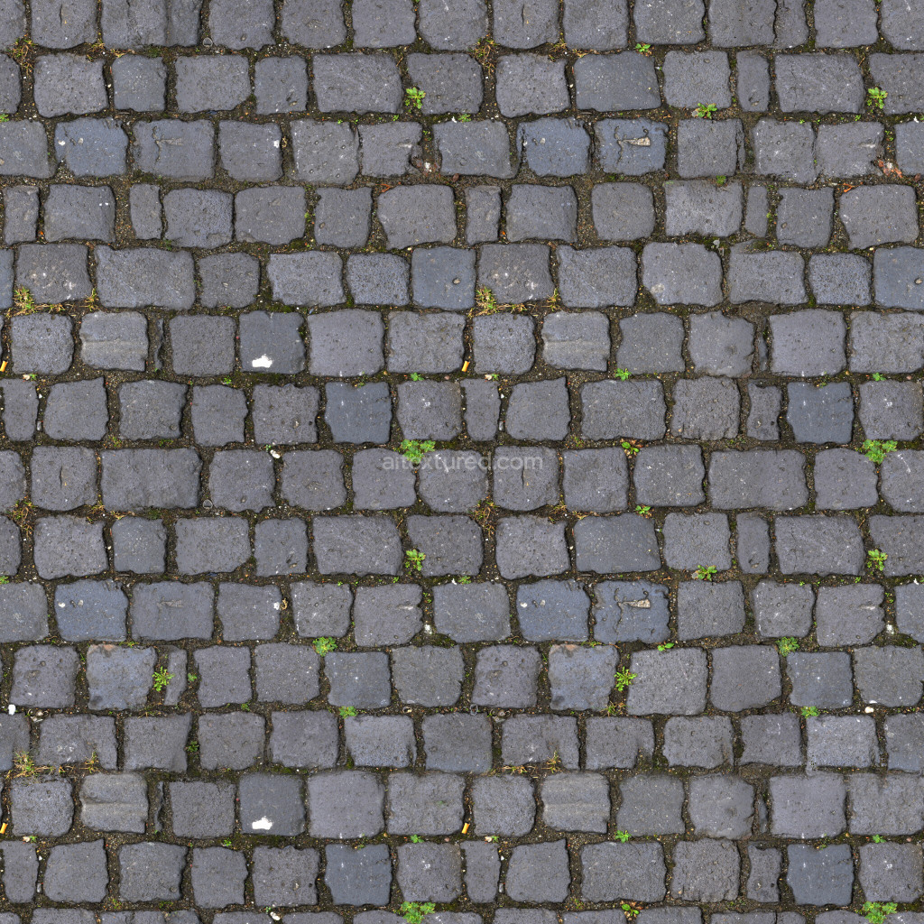 Seamless paving stones texture with grass and dirt