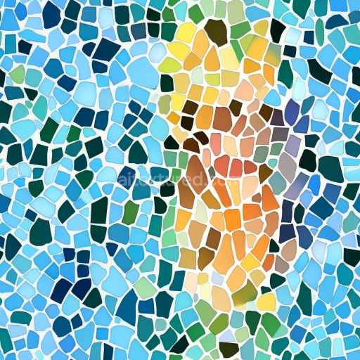 Seamless 3D Mosaic PBR Texture Featuring Colorful Irregular Ceramic Tiles texture preview