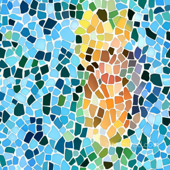 Mosaic PBR Texture Featuring Colorful Irregular Ceramic Tiles Mosaic texture preview