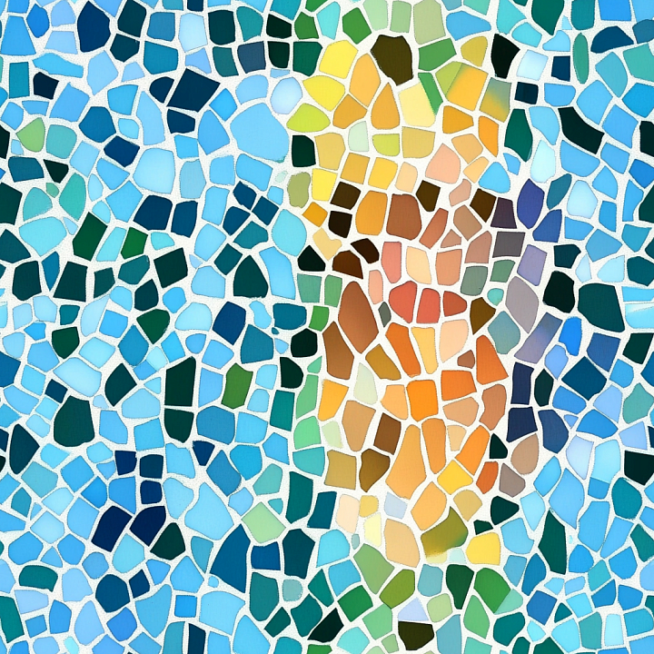 Mosaic Featuring Colorful Irregular Ceramic Tiles seamless PBR texture preview