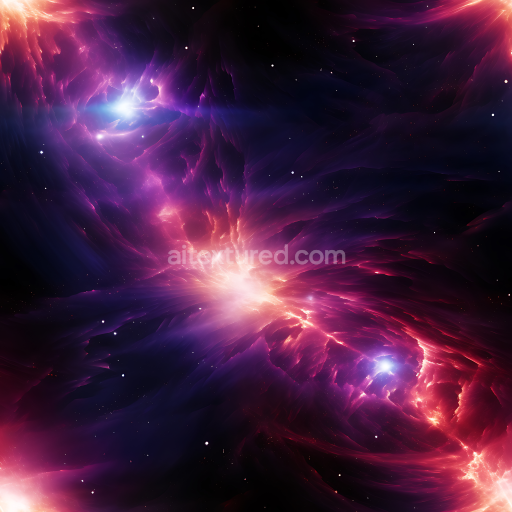 Seamless 3D Space PBR Texture Featuring Vibrant Nebula Clouds and Starfield Glow