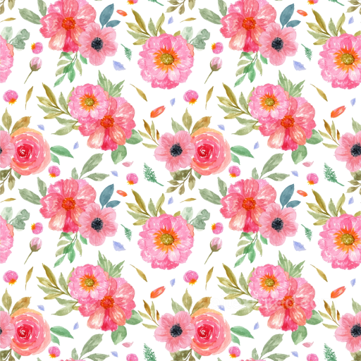 Pink Flower Watercolor Fabric Texture with Delicate Floral Pattern seamless Pink Flower PBR texture