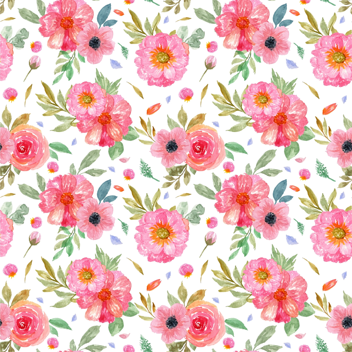 Pink Flower Watercolor Fabric with Delicate Floral Pattern seamless PBR texture preview