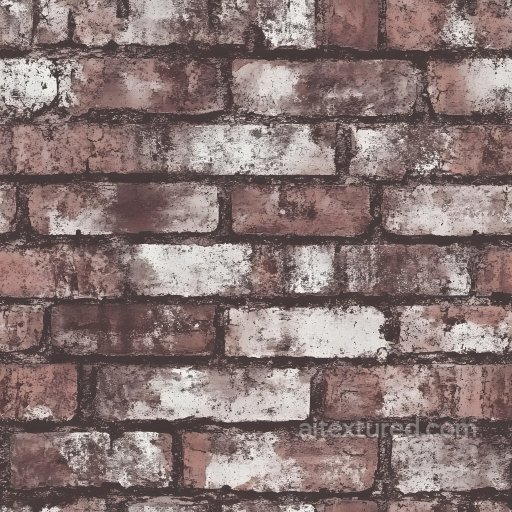 cracked brick wall PBR texture with weathered discoloration and chipped edges seamless Brick PBR texture