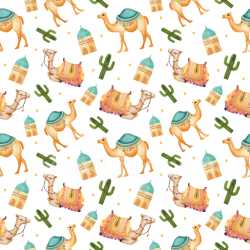 Pattern Bundle - Seamless 3D PBR Pattern Texture Featuring Decorative Camel Motifs and Desert Elements texture preview