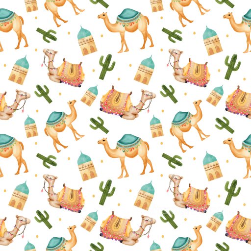 Pattern Texture Featuring Decorative Camel Motifs and Desert Elements seamless Pattern Bundle PBR texture