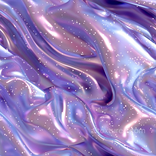 Seamless 3D PBR Texture of Glossy Iridescent Liquid Fabric with Sparkling Highlights texture preview