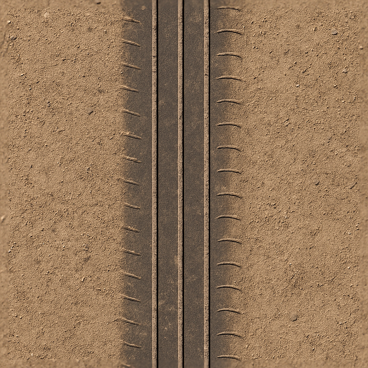 Slick Tire Mark Tire Skid Mark Tire Print Dirt Tire Track Dry Road Dust… seamless PBR texture preview