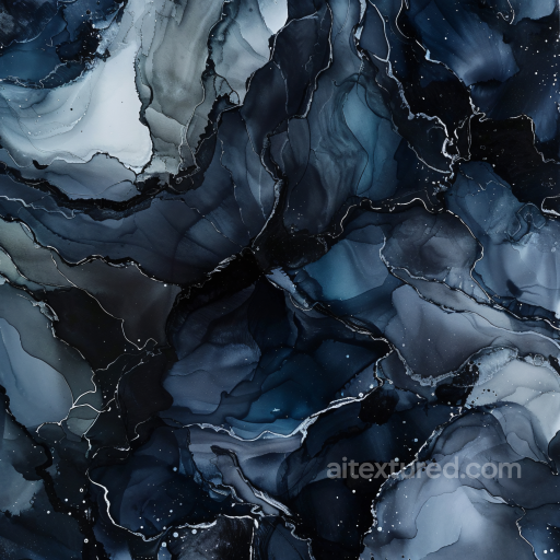 Alcohol Ink PBR Texture with Dark Blue Veins and Cloudy Flow seamless Alcohol ink PBR texture