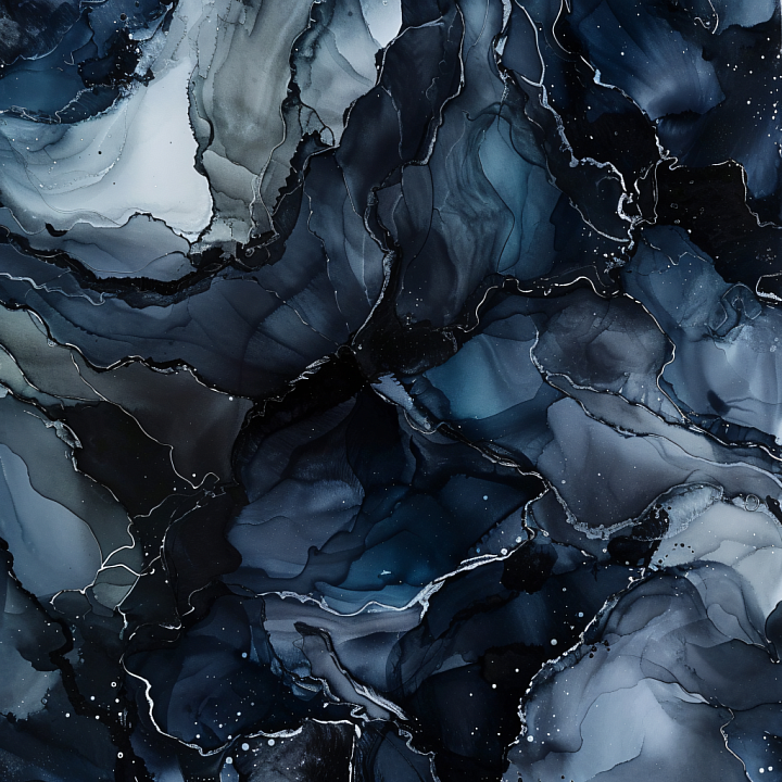 Alcohol Ink with Dark Blue Veins and Cloudy Flow seamless PBR texture preview
