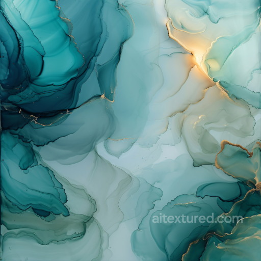 Alcohol Ink PBR Texture Featuring Fluid Blue and Gold Veins seamless Alcohol ink PBR texture