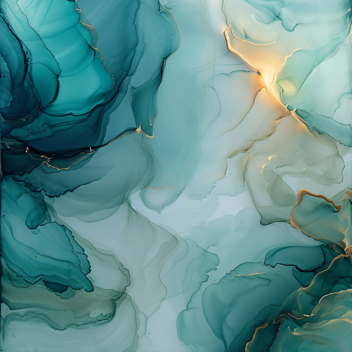 Alcohol Ink Featuring Fluid Blue and Gold Veins seamless PBR texture preview