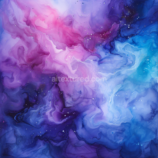 Seamless 3D Alcohol Ink PBR Texture Featuring Pink and Blue Fluid Swirls with Soft Marbling