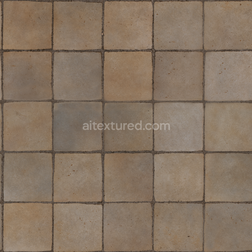 Tiles Square Ceramic — Grid Beige Floor Square Ceramic Regular — PBR seamless 3D texture