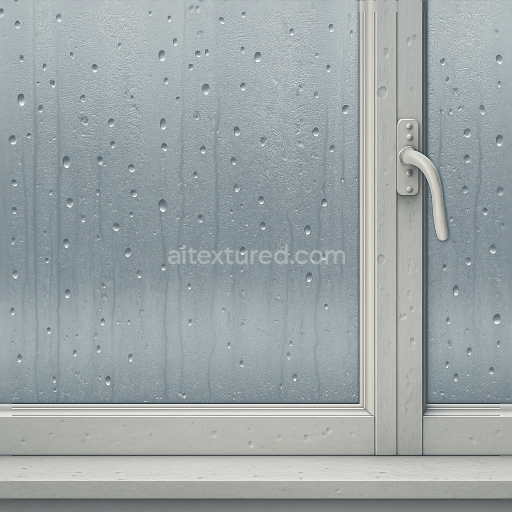 Seamless 8k PBR 3d texture of window water droplets on smooth glass surface with subtle window fog