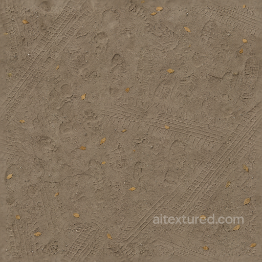 Tire Marks And Muddy Footprints With Road Debris And Dry Mud Effects seamless Decals PBR texture