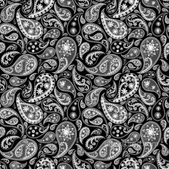Black and White Retro Paisley Fabric Seamless Texture Retro Paisley texture preview