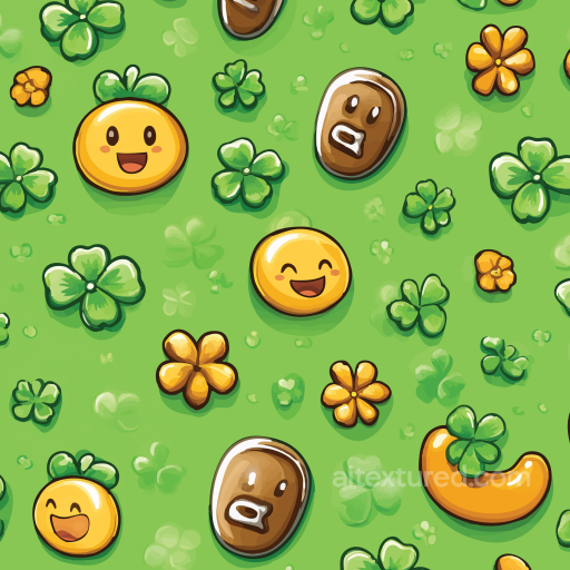 with Playful Shamrocks and Smiley Tokens on Green seamless St patrick digital paper bundle PBR texture
