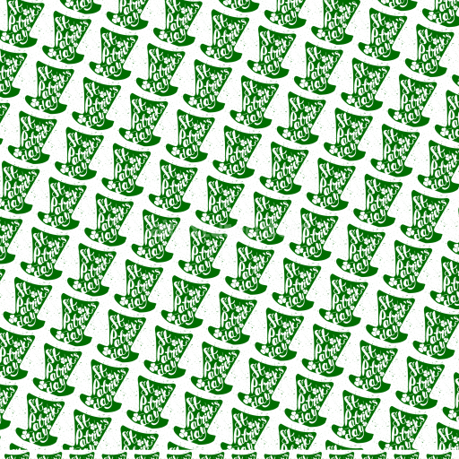 Seamless 3D PBR Texture Featuring Green St Patrick Hats with Script Pattern