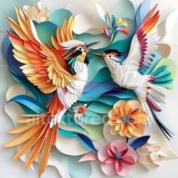 seamless Seamless 3D PBR Texture Featuring Vibrant Bird Feathers and Floral Motifs texture 8k free download PBR