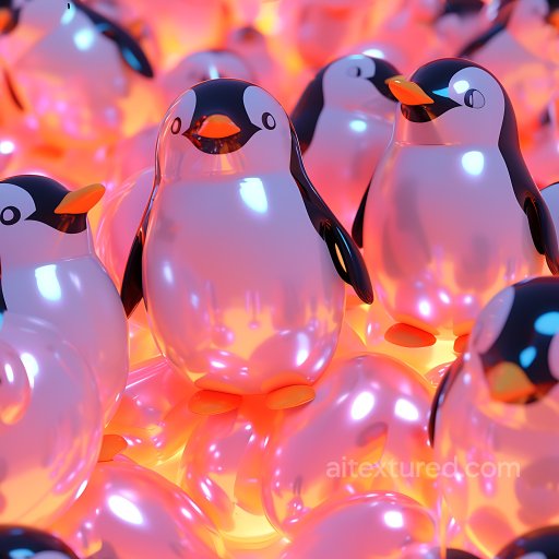Inflated Vinyl PBR Texture Featuring Glossy Penguin-Shaped Panels seamless Inflated PBR texture