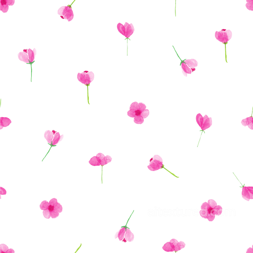 Pink Flower Texture of Pink Watercolor Flowers on White Background seamless Pink Flower PBR texture
