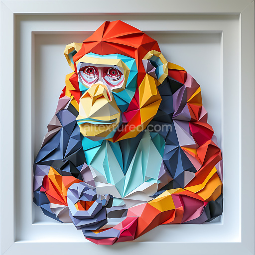 Seamless 3D PBR Texture of Vibrant Origami-Style Crab-Eating Macaque