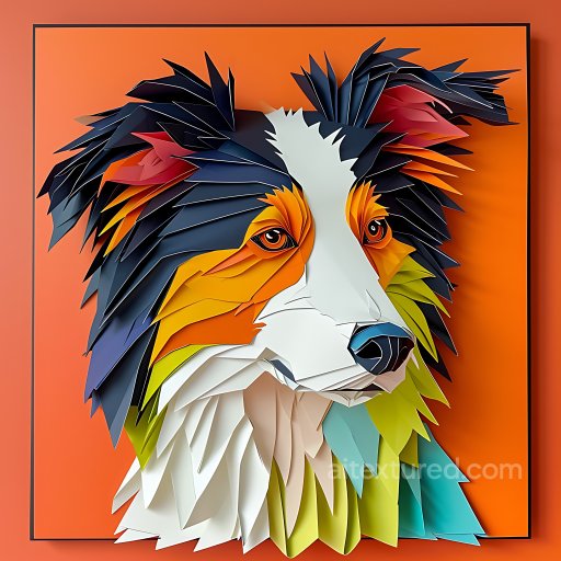 Animal - Seamless 3D PBR Texture Featuring Stylized Border Collie Origami Fur texture preview
