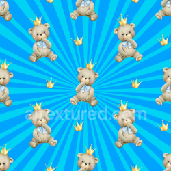 seamless Seamless 3D PBR Texture of Cute Teddy Bears with Crowns on Blue Radiant Background texture 8k free download PBR