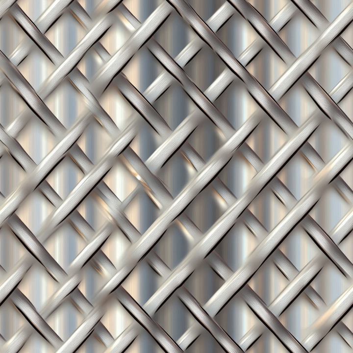 Woven Steel Mesh with Brushed Metal Finish seamless PBR texture preview