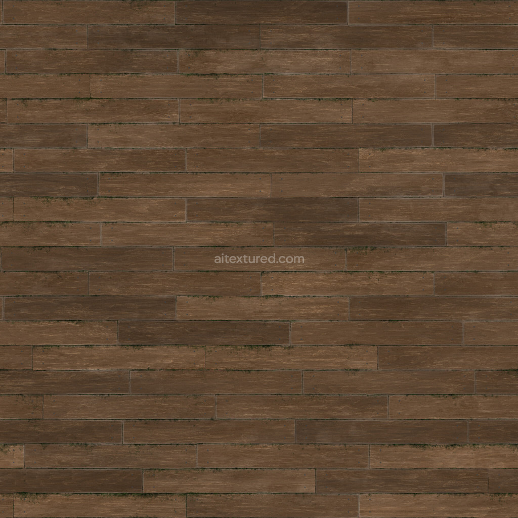 Seamless PBR wood planks texture in dark tones