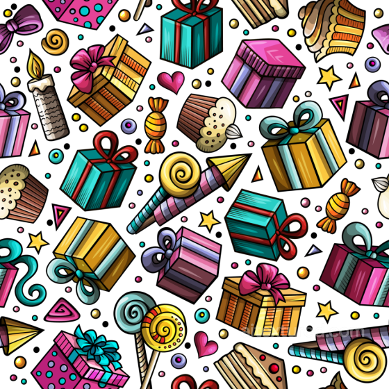 Colorful Birthday Gifts, Candies & Cupcakes Seamless Texture Birthday texture preview