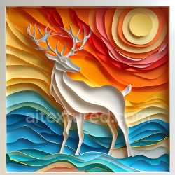 seamless Seamless 3D PBR Texture of Origami-Style Deer with Multicolored Layered Background texture 8k free download PBR