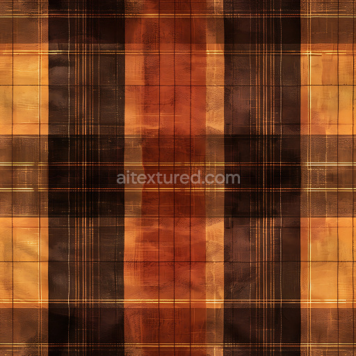 Seamless 3D PBR Plaid Fabric Texture with Warm Brown and Orange Tones