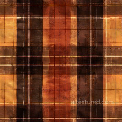 Seamless 3D PBR Plaid Fabric Texture with Warm Brown and Orange Tones texture preview