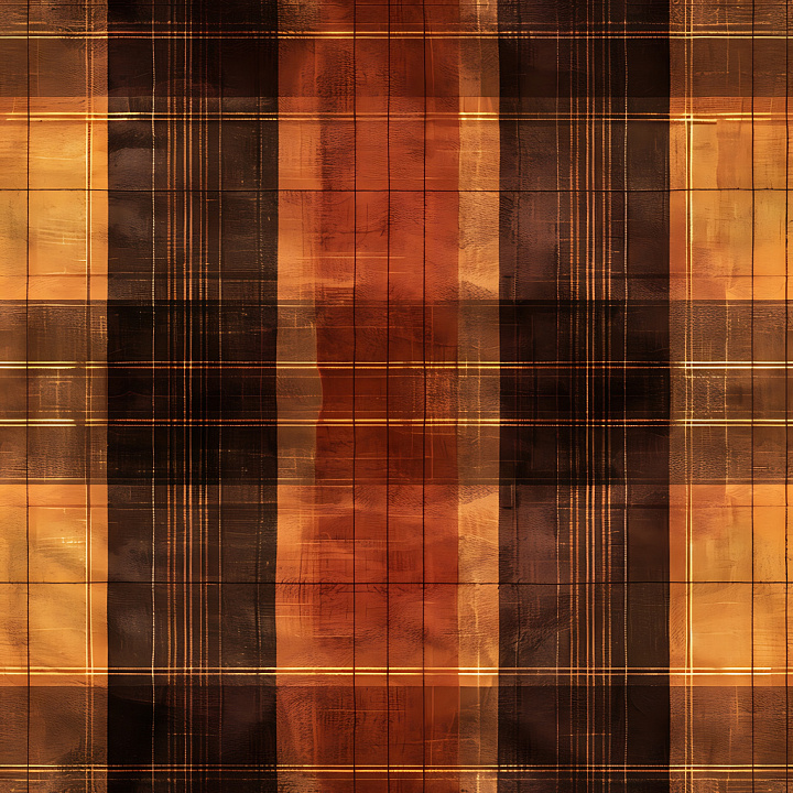 Plaid Fabric with Warm Brown and Orange Tones seamless PBR texture preview
