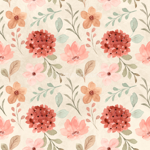 Seamless 3D PBR Soft Watercolor Floral Fabric Texture with Pastel Tones