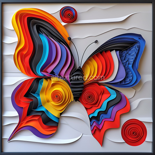 Seamless 3D PBR Texture Featuring Vibrant Layered Butterfly Wings in Multicolor